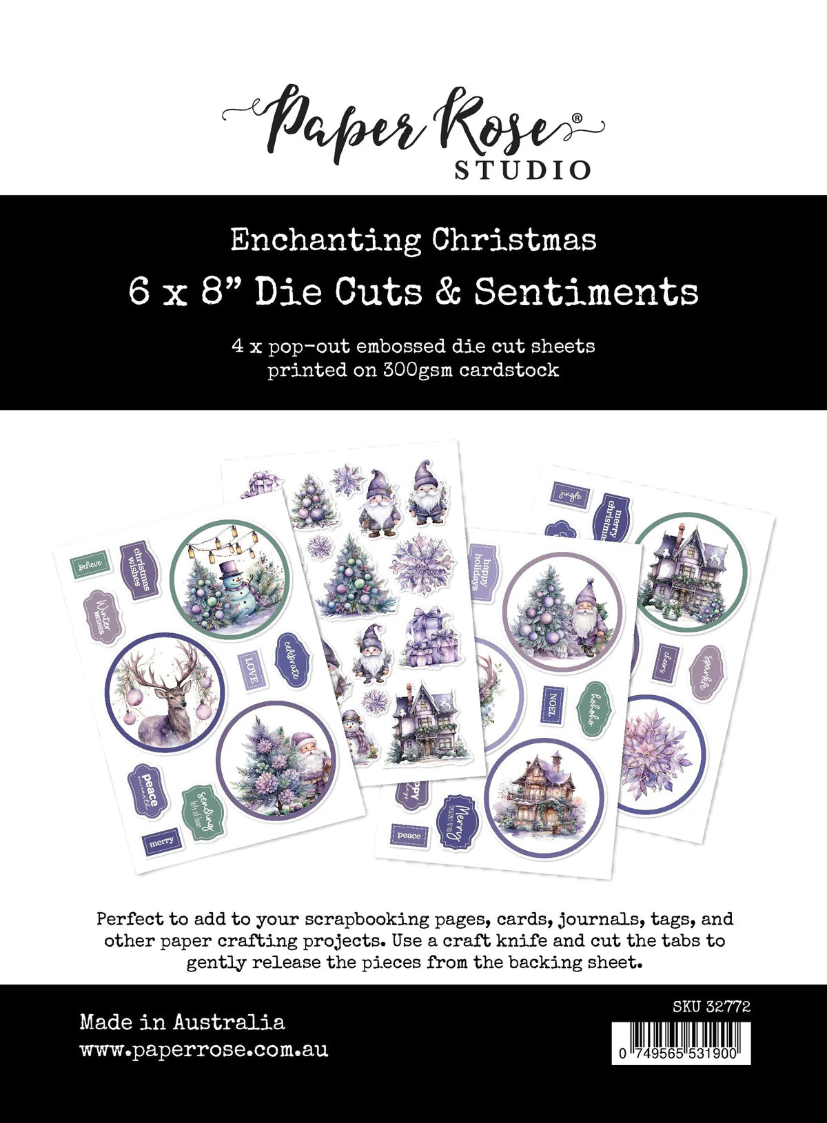 Paper Rose Studio Enchanting Christmas 6x8” Die Cuts & Sentiments